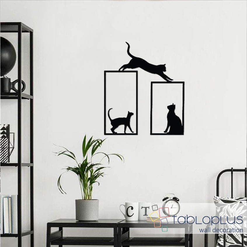 Üç Kedi Metal Tablo