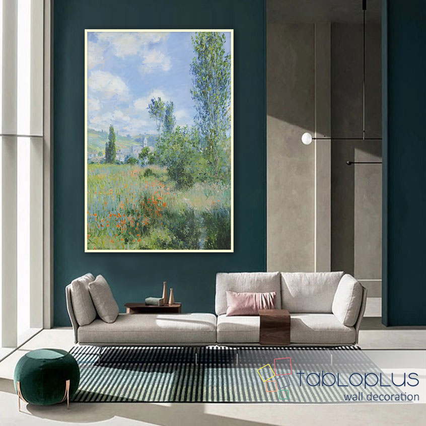 View of Vétheuil by Monet Yağlı Boya Dokulu Tablo