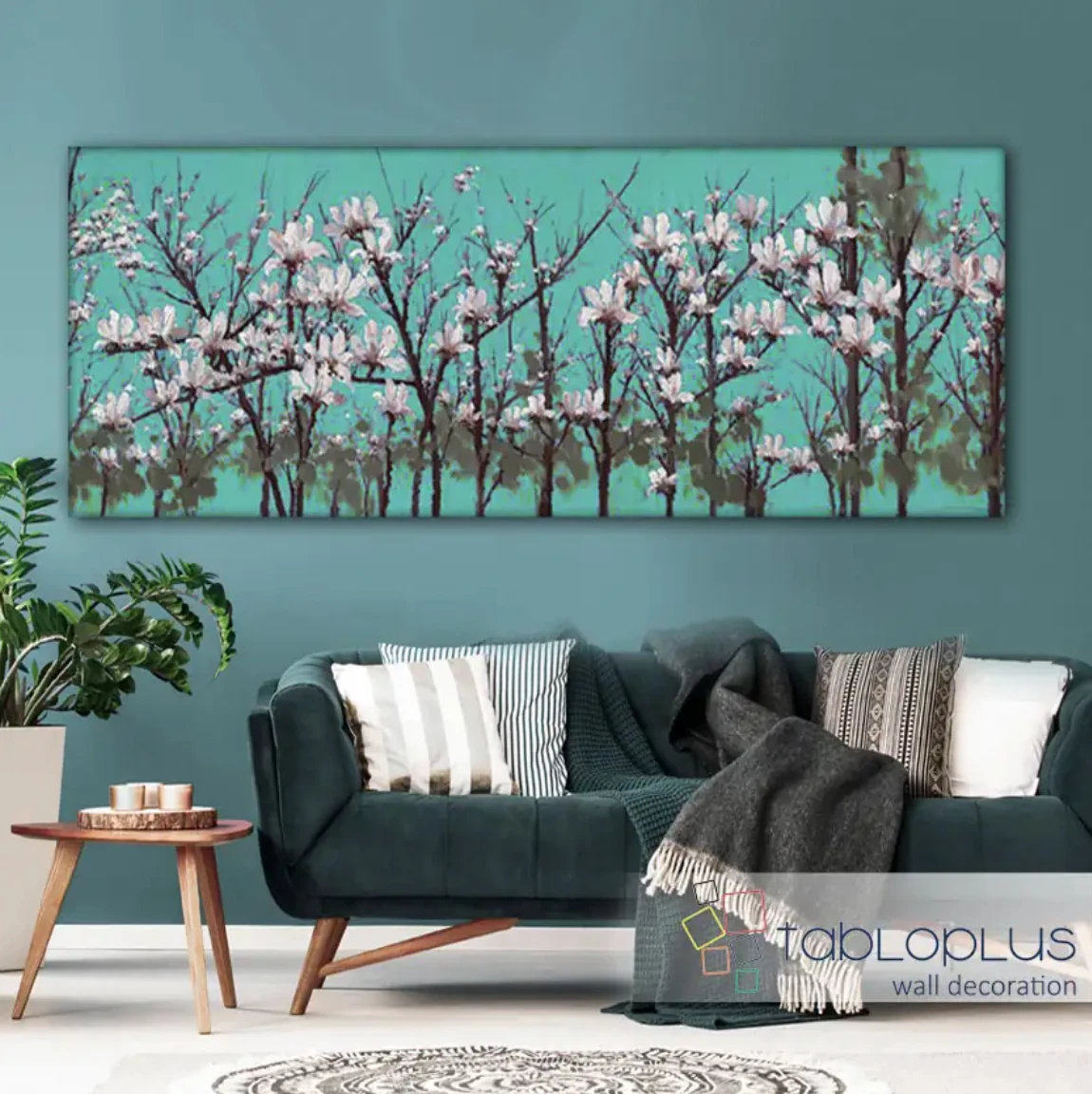 Manolya Ağacı Yağlı Boya Dokulu Tablo