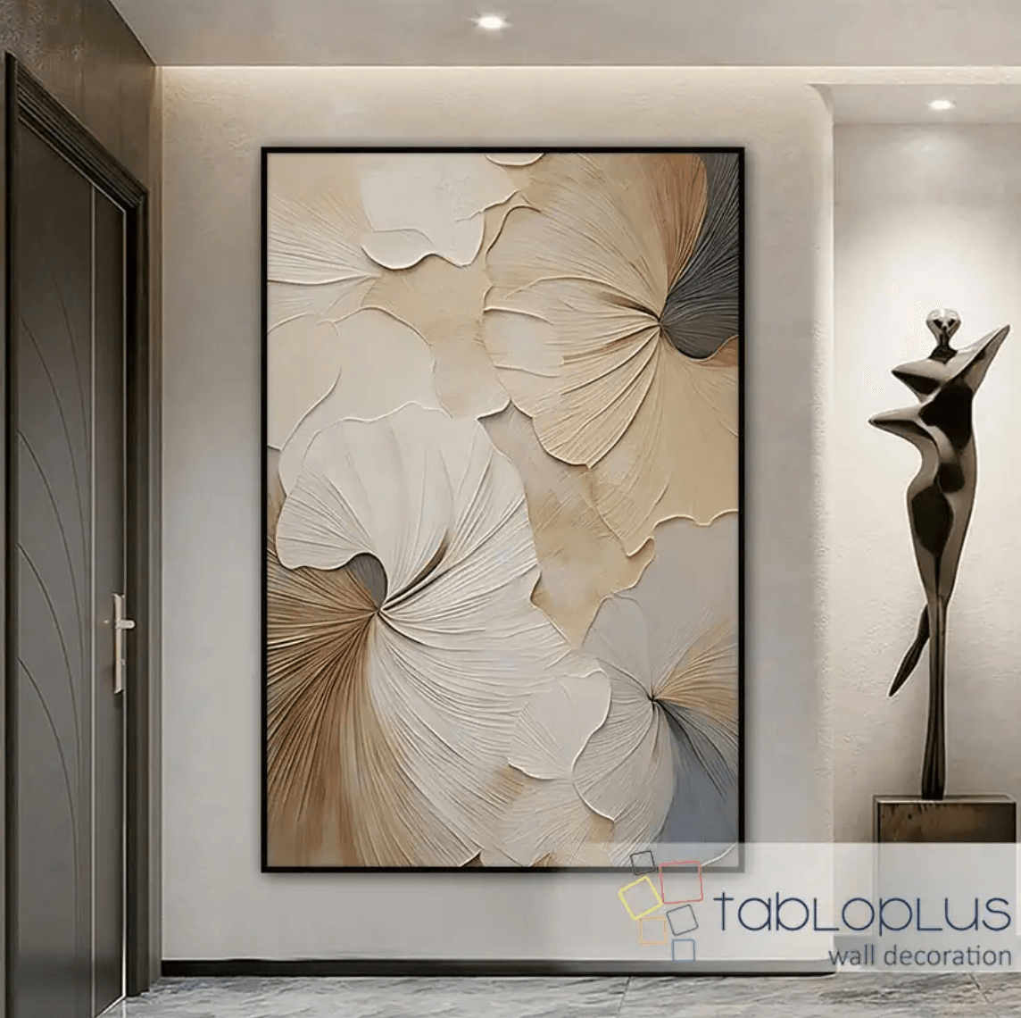 Pastel Soyut Çiçekler 3d Yoğun Yağlı Boya Dokulu Tablo