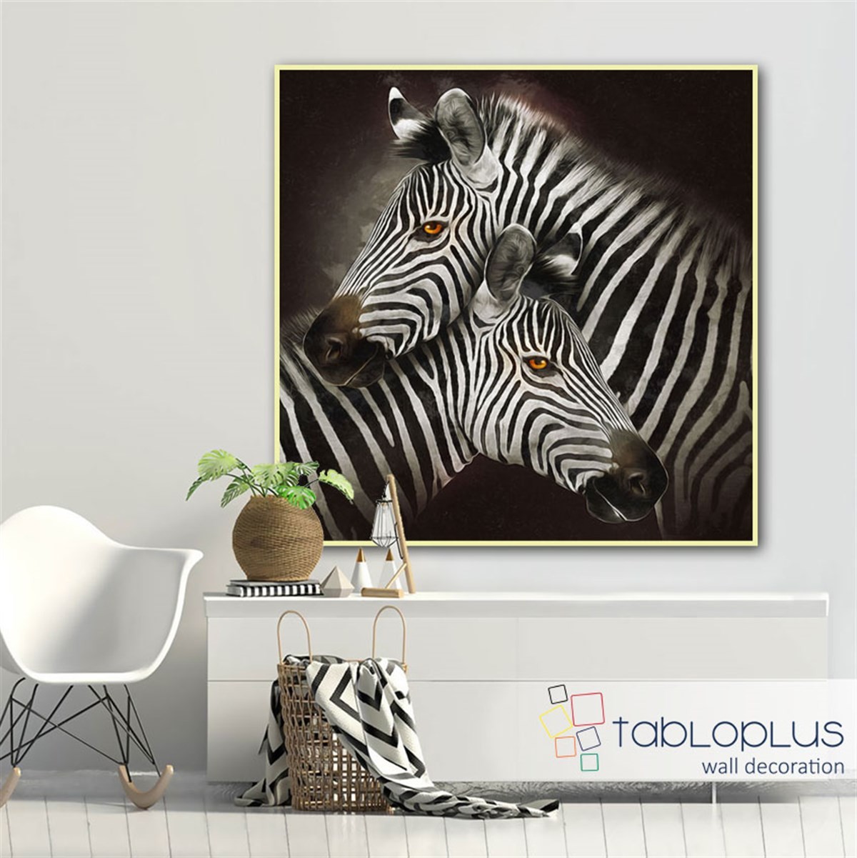 Zebra ve Yavrusu Kanvas Tablo