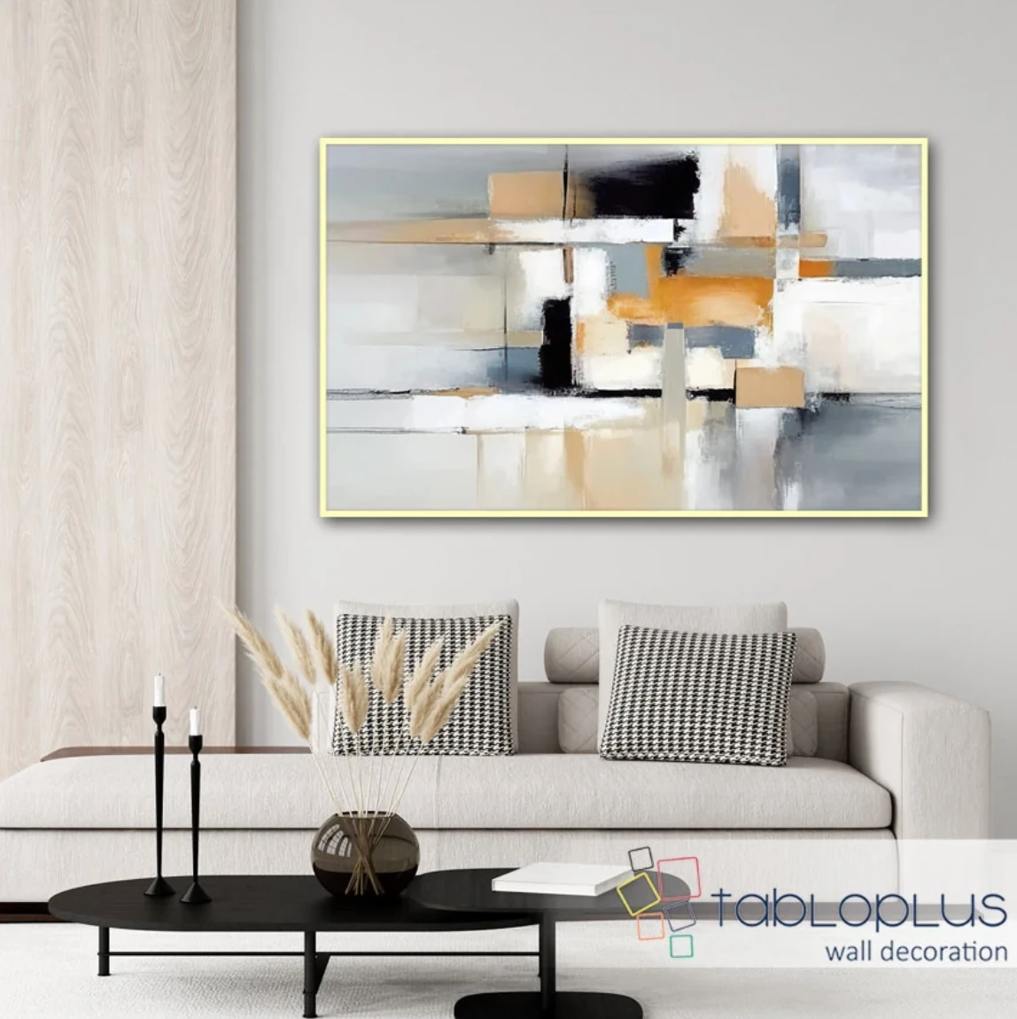 Soft Grey n White Yağlı Boya Dokulu Tablo