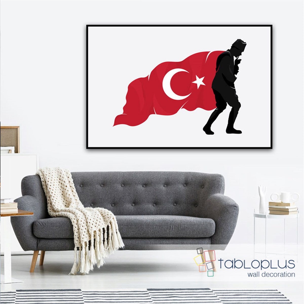 Atatürk ve Bayrak Kanvas Tablo