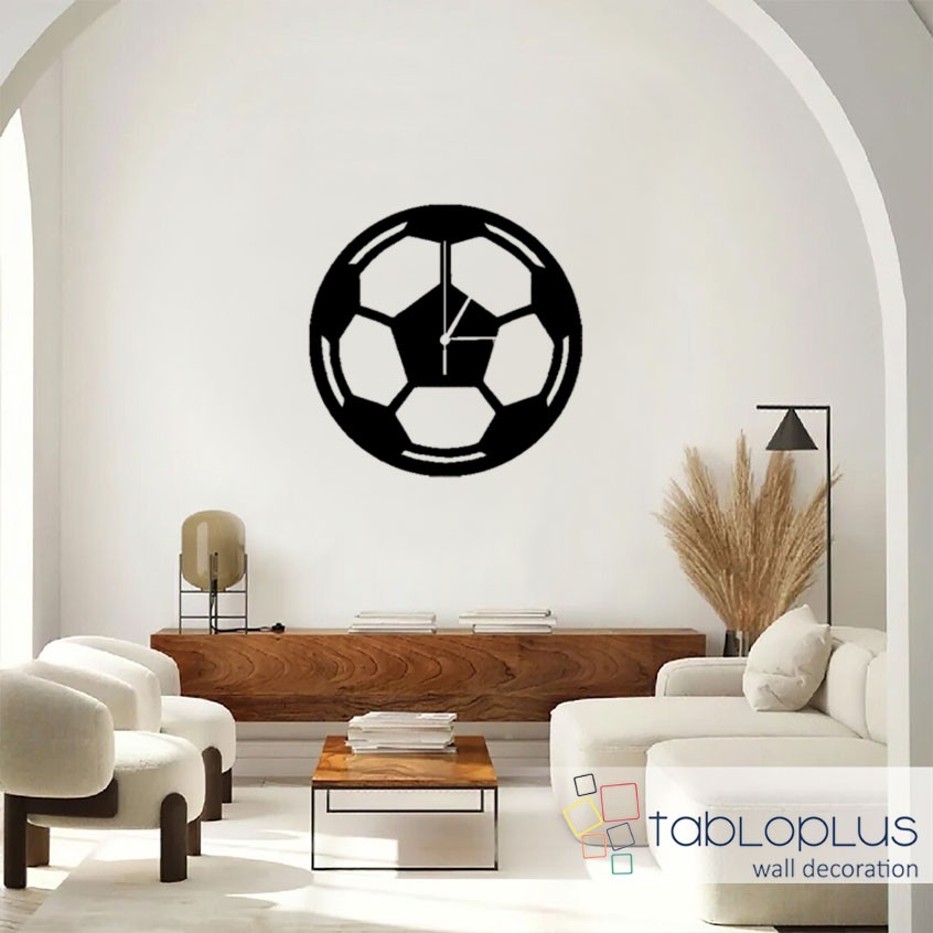 Top Desenli Duvar Saati Metal Tablo