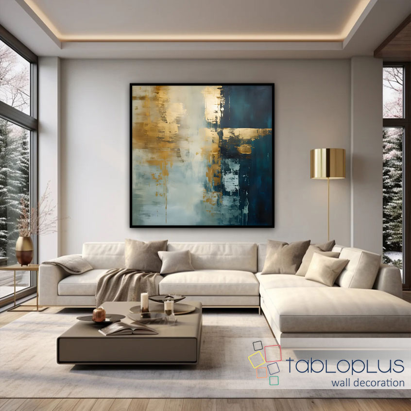 Altın Yansıma Yağlı Boya Dokulu Tablo