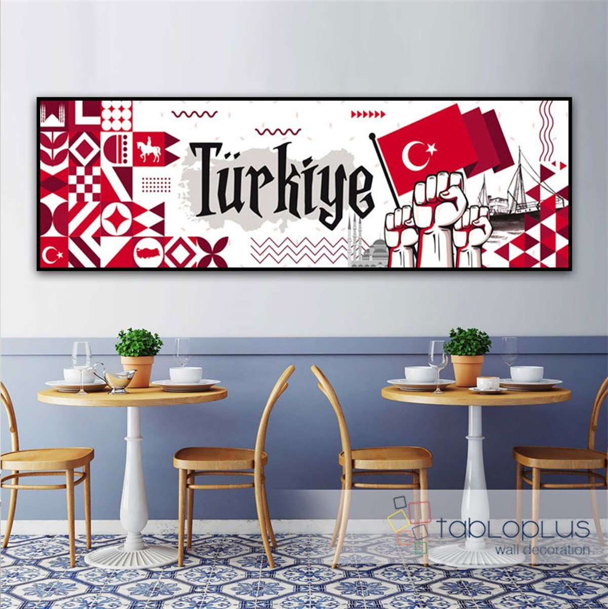 Türk Bayrağı ve Motifler Kanvas Tablo