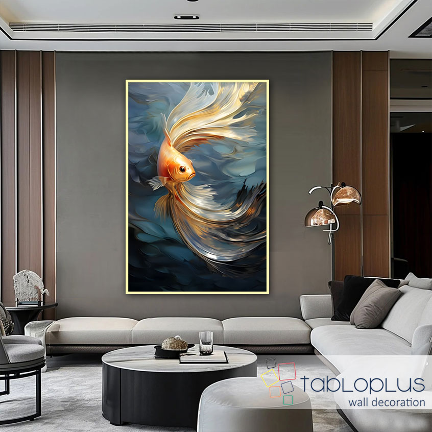 Gold Fish 3d Yoğun Yağlı Boya Dokulu Tablo