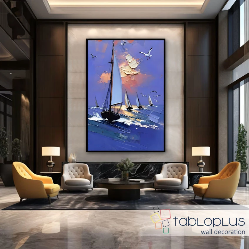 Yelken Rüyası 3d Yoğun Yağlı Boya Dokulu Tablo