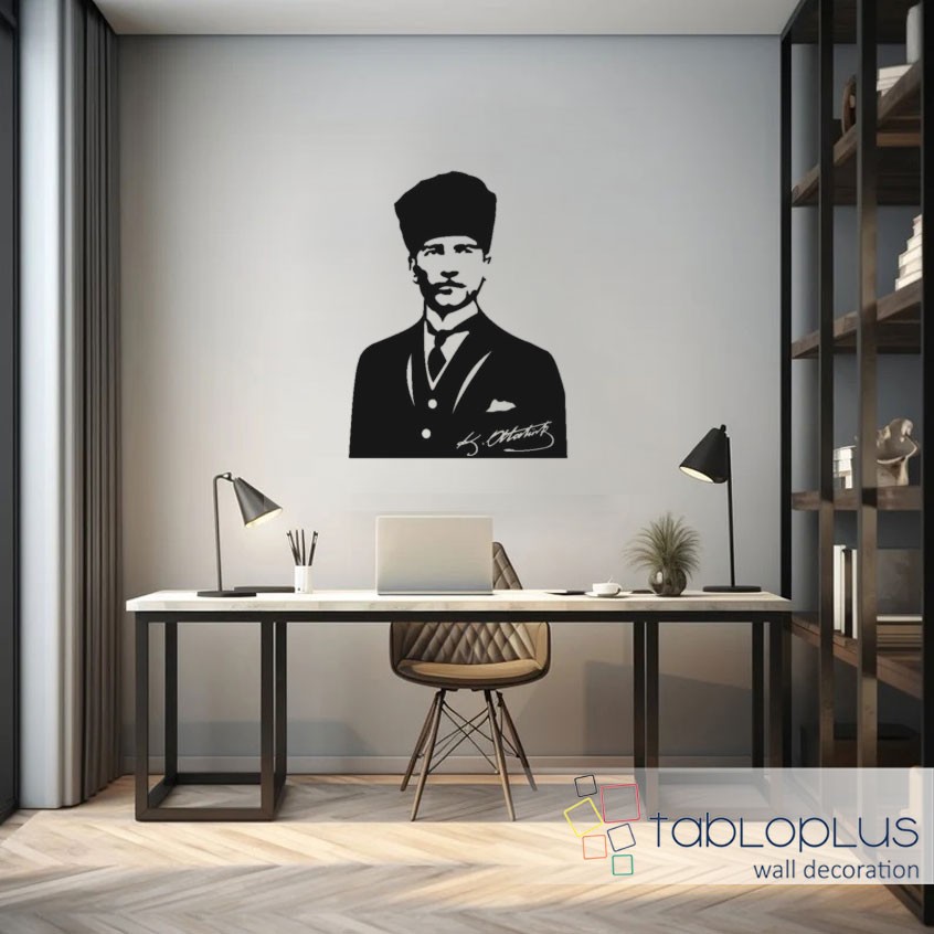 Atatürk ve İmzası Metal Tablo
