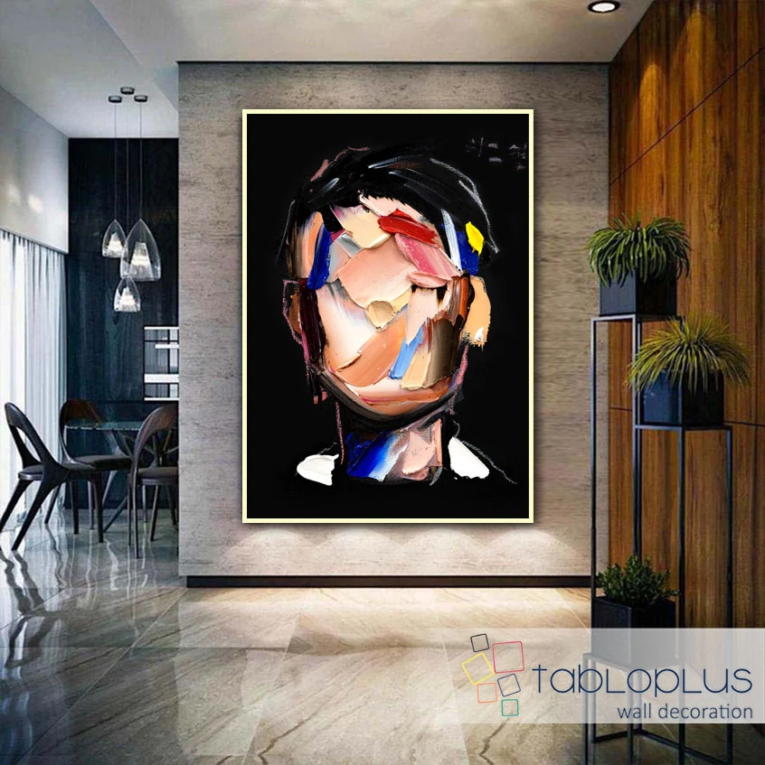 Abstact Face II 3d Yoğun Yağlı Boya Dokulu Tablo