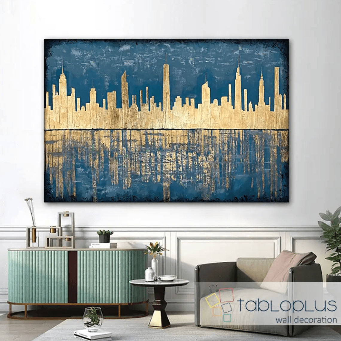 Gold Skyscrapers Yağlı Boya Dokulu Tablo