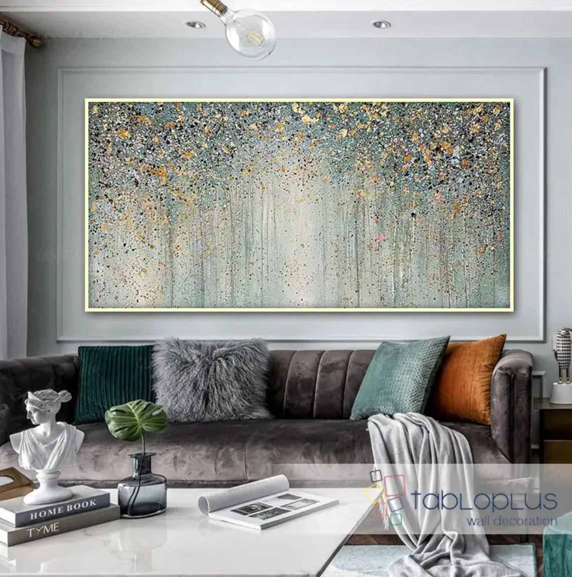 Abstract Gold Forest Yağlı Boya Dokulu Tablo