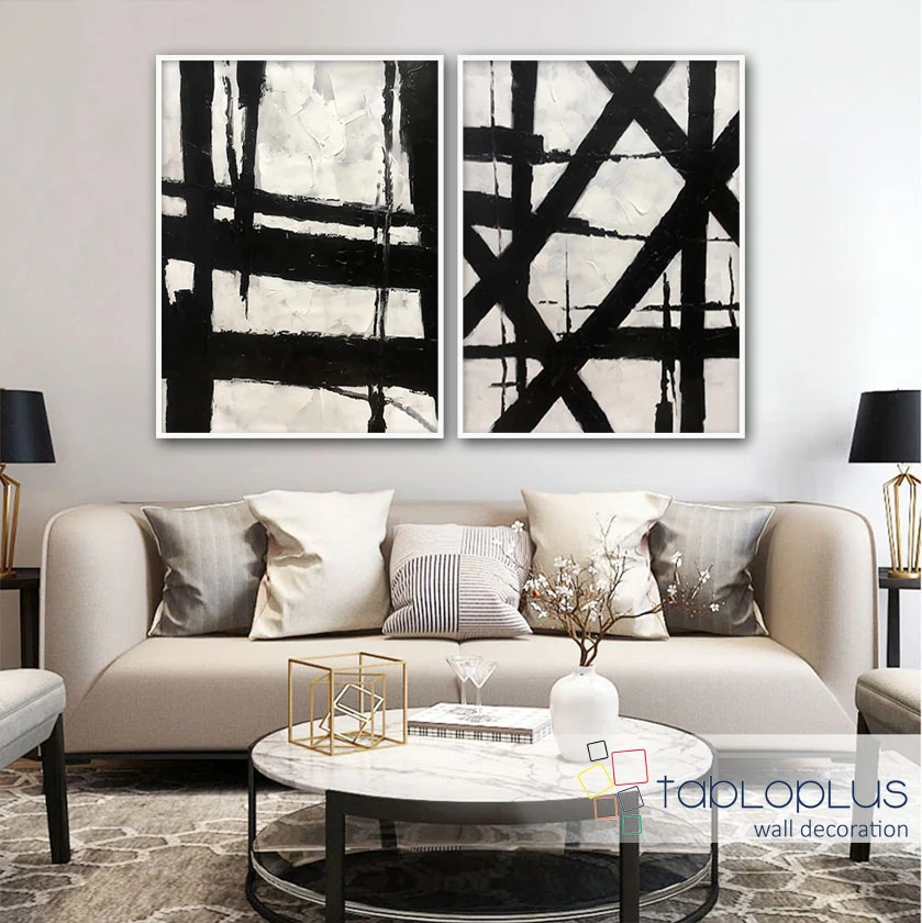 Abstact Stairs İkili Yağlı Boya Dokulu Tablo