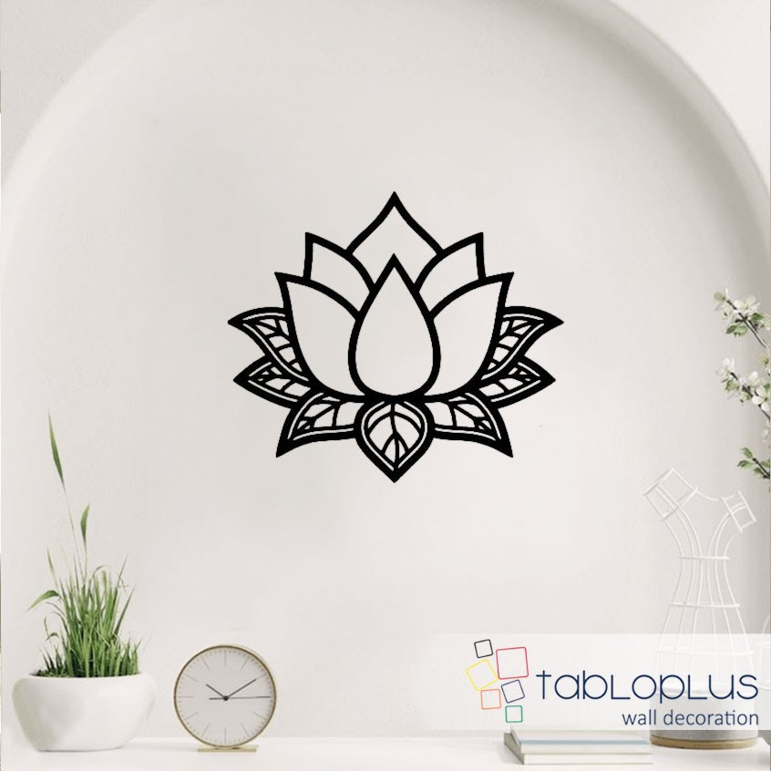 Yapraklı Lotus Çiçeği Metal Tablo