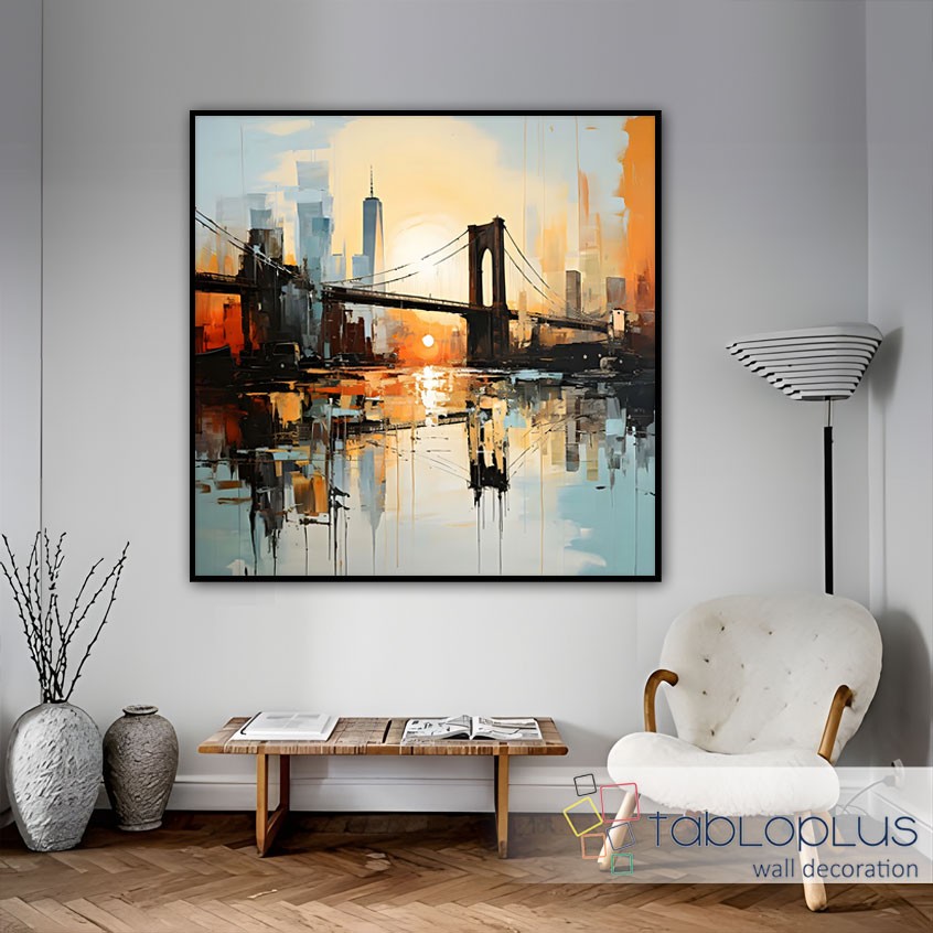 Brooklyn Köprüsü Günbatımı Yağlı Boya Tablo