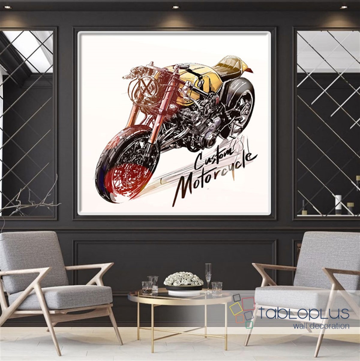 Custom Motorcycle Kanvas Tablo