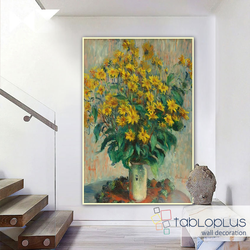 Bouquet of Sunflowers by Monet Yağlı Boya Dokulu Tablo