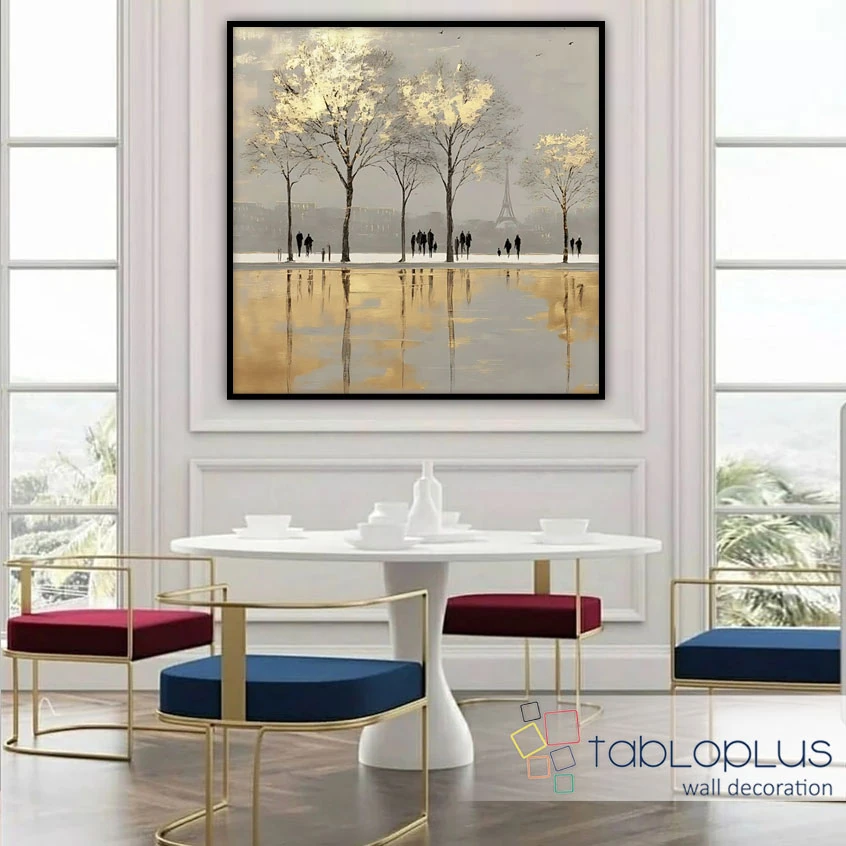 Eyfel'in Gölgesi Yağlı Boya Dokulu Tablo