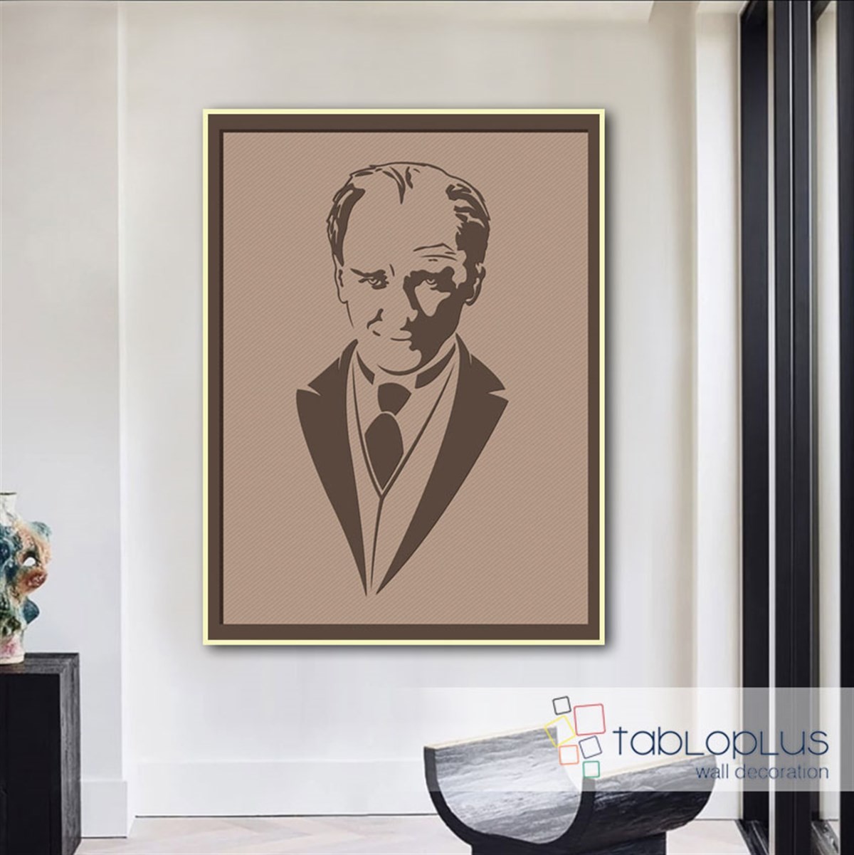 Atatürk Kahverengi Portre Kanvas Tablo