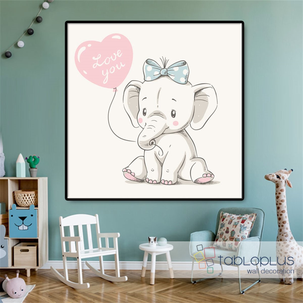 Love You Elephant Kanvas Tablo