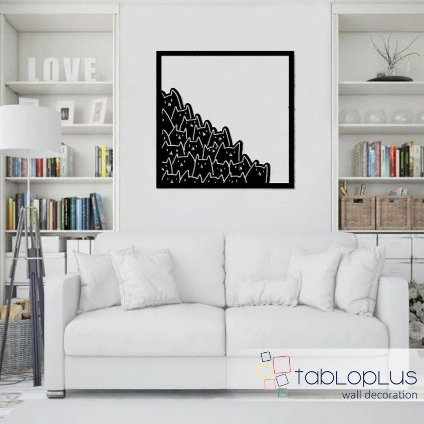 Kümelenmiş Kediler Metal Tablo