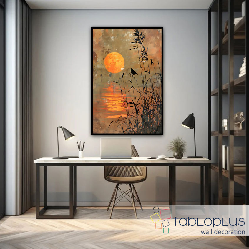 Sessiz Akşamın Şarkısı Yağlı Boya Dokulu Tablo