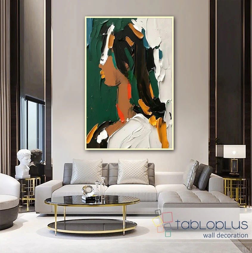 Abstact Woman 3d Yoğun Yağlı Boya Dokulu Tablo