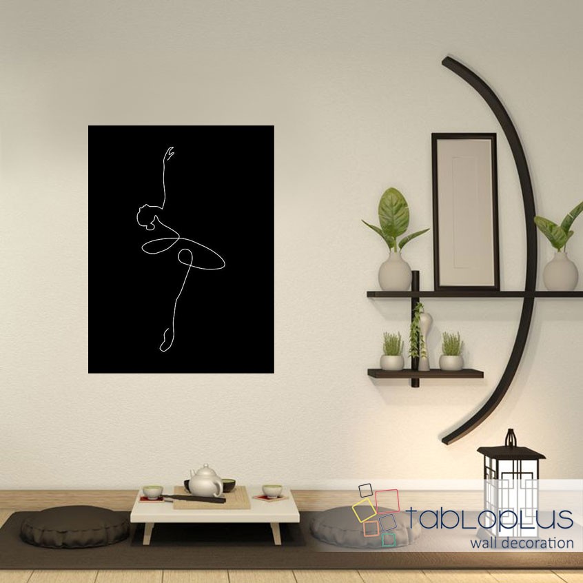 Çizgi Balerin Metal Tablo