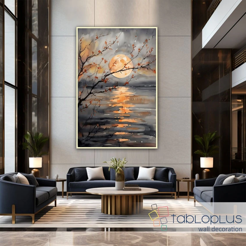 Geceye Düşen Işık Yağlı Boya Dokulu Tablo