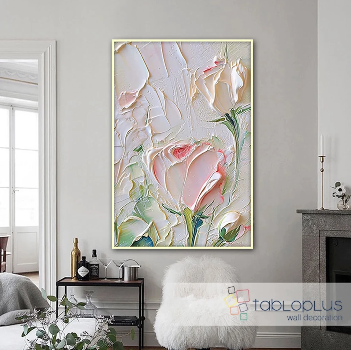 Beauty of a Rose 3d Yoğun Yağlı Boya Dokulu Tablo