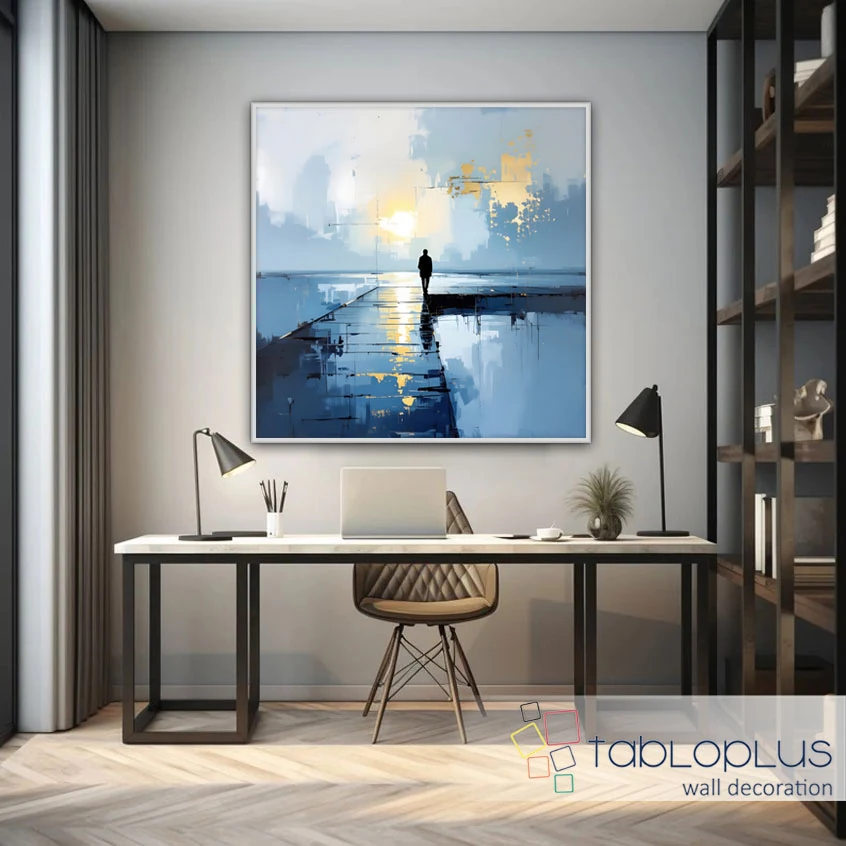 İskele'de Yürüyüş Yağlı Boya Dokulu Tablo