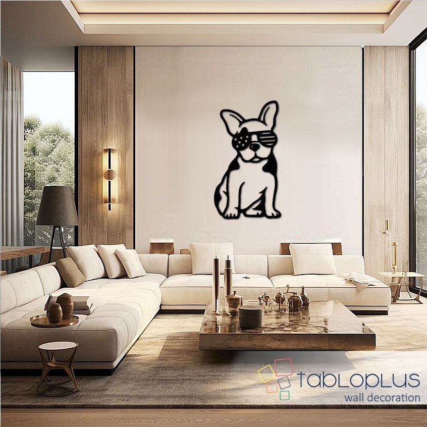 Gözlüklü Köpek Metal Tablo