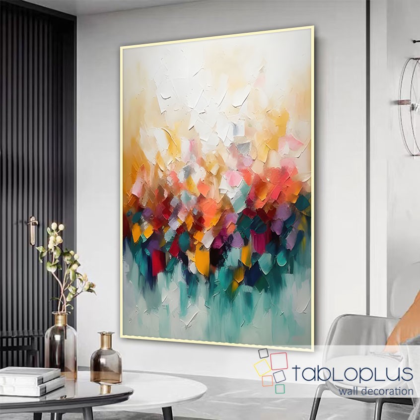 Soyut Pastel Renk Curcunası 3d Yoğun Yağlı Boya Dokulu Tablo