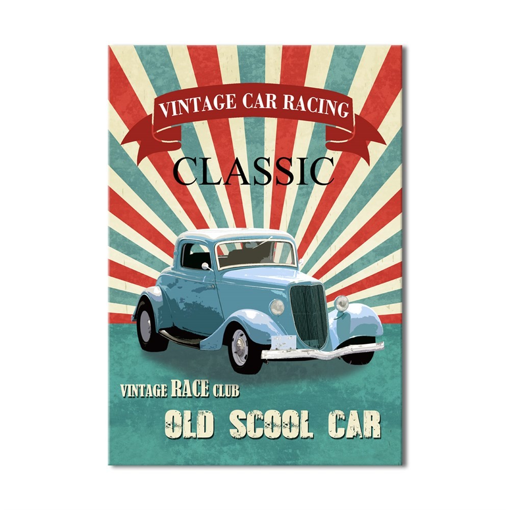 Vintage Car Racing Kanvas Tablo
