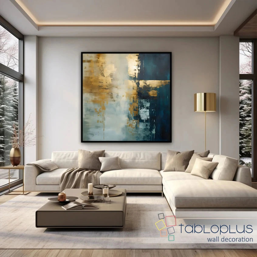 Altın Yansıma Yağlı Boya Dokulu Tablo