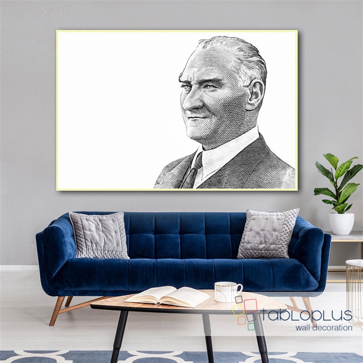 Atatürk Çizgili Resmi Kanvas Tablo