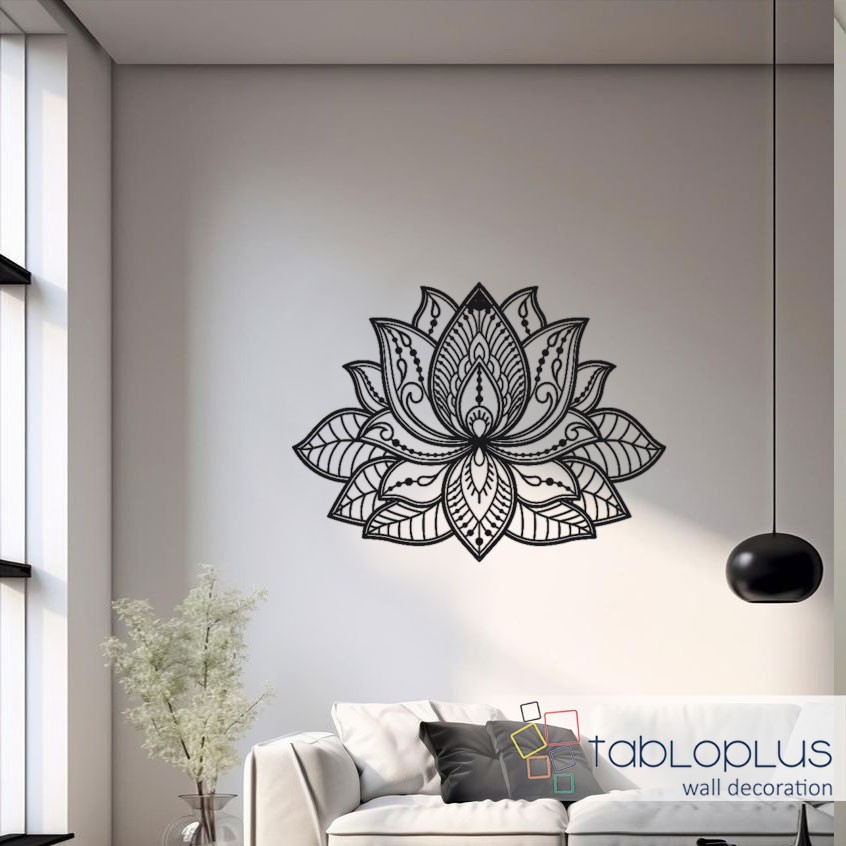 İşlemeli Lotus Metal Tablo