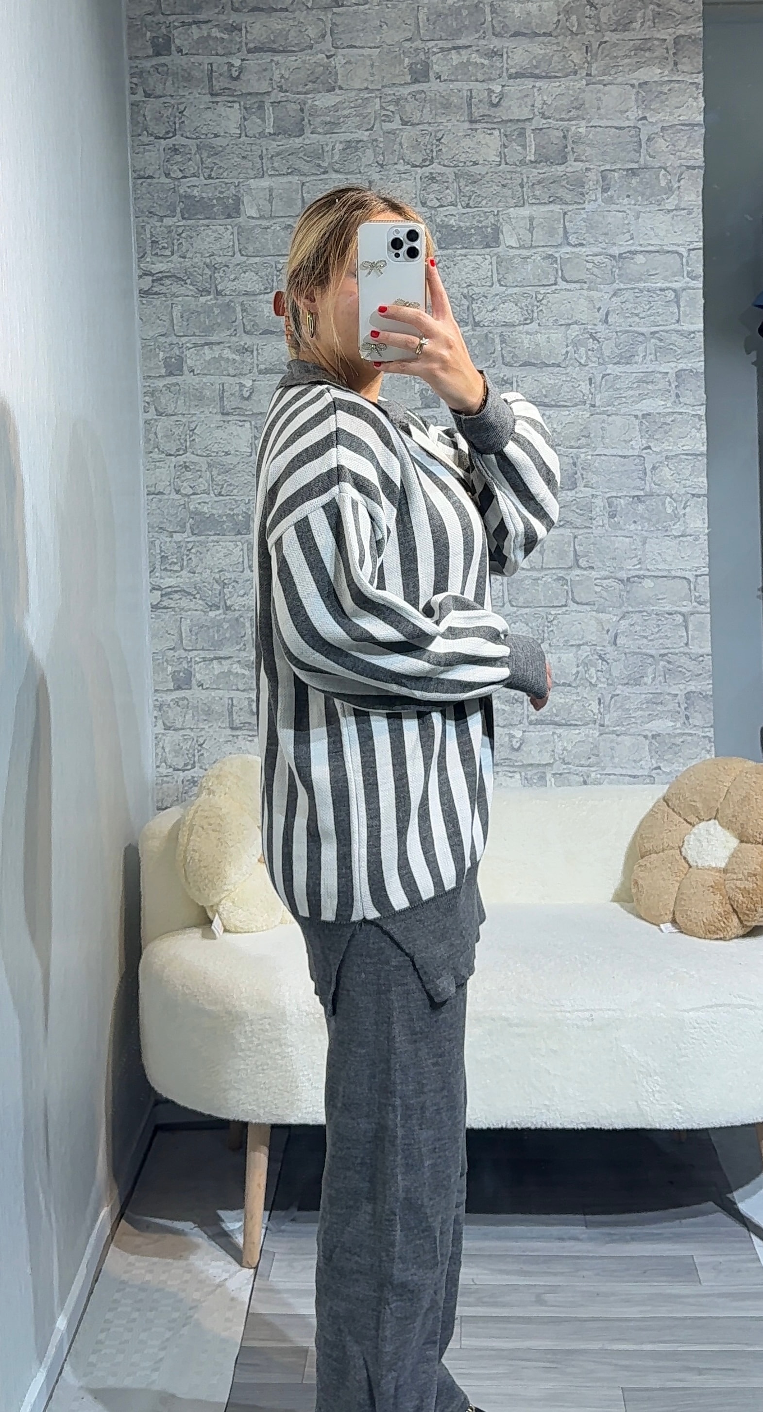 Boydan Çizgili Triko Takım