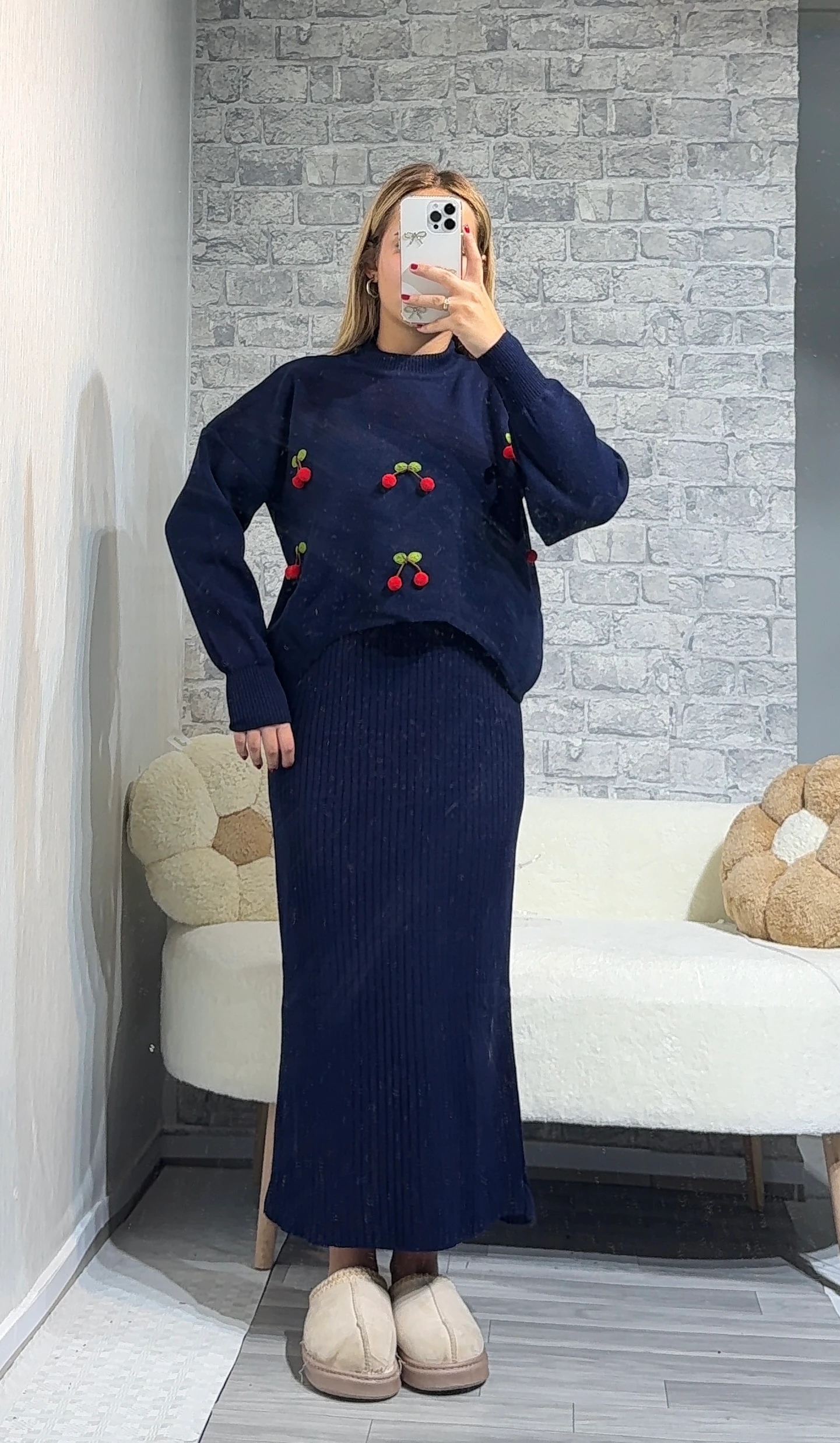 Kiraz Kazaklı İkili Takım Elbise - Lacivert