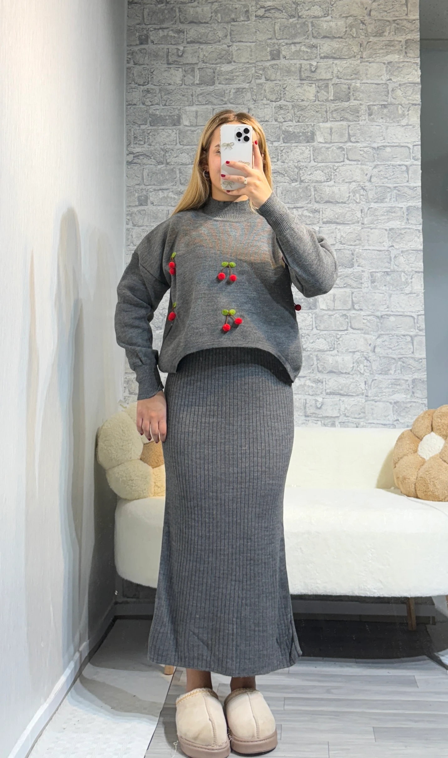 Kiraz Kazaklı İkili Takım Elbise - Antrasit