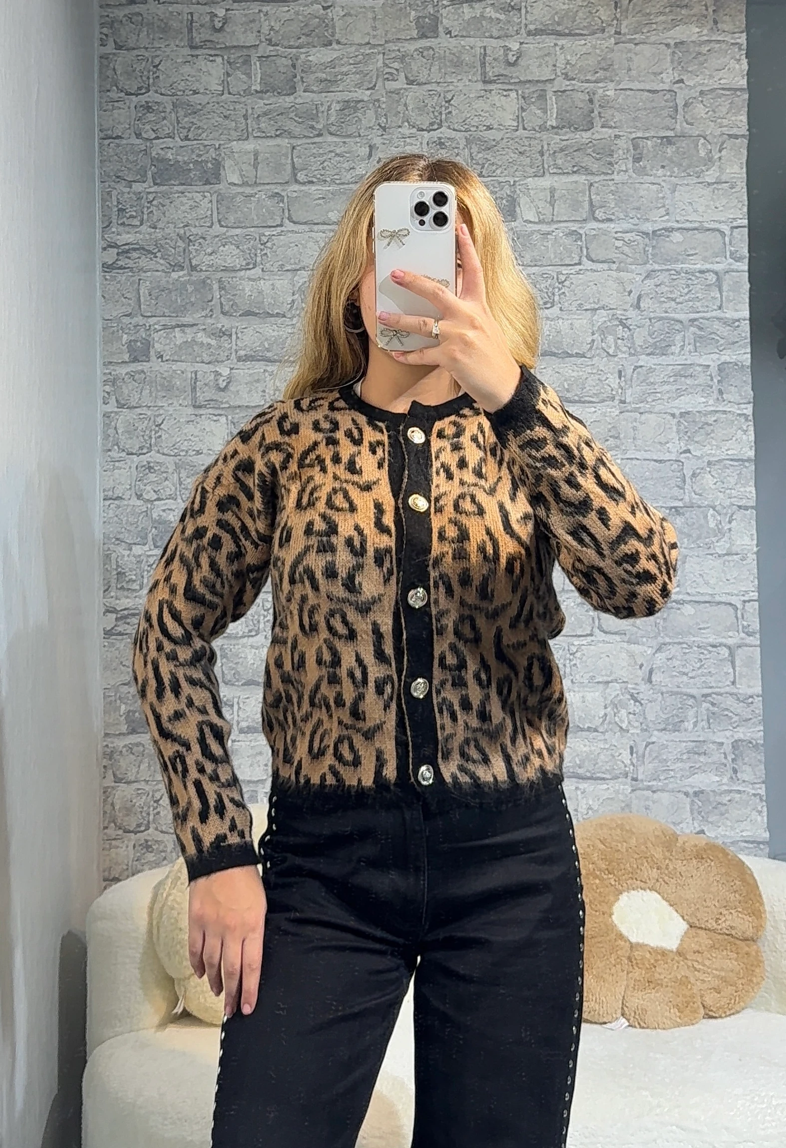 Meyyo Leopar Kısa Hırka - Kahverengi