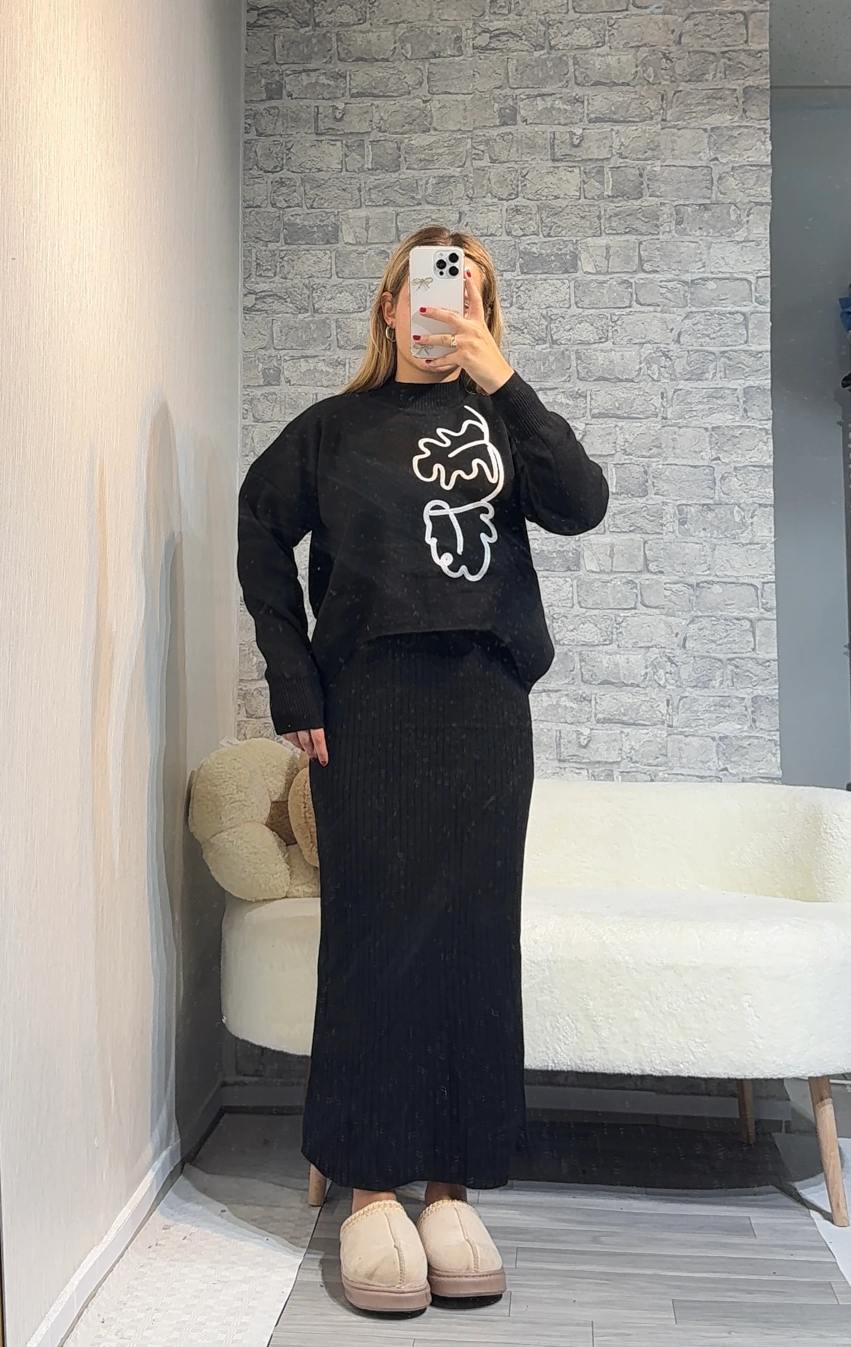 Selanik Örgülü İkili Takım Elbise - Siyah