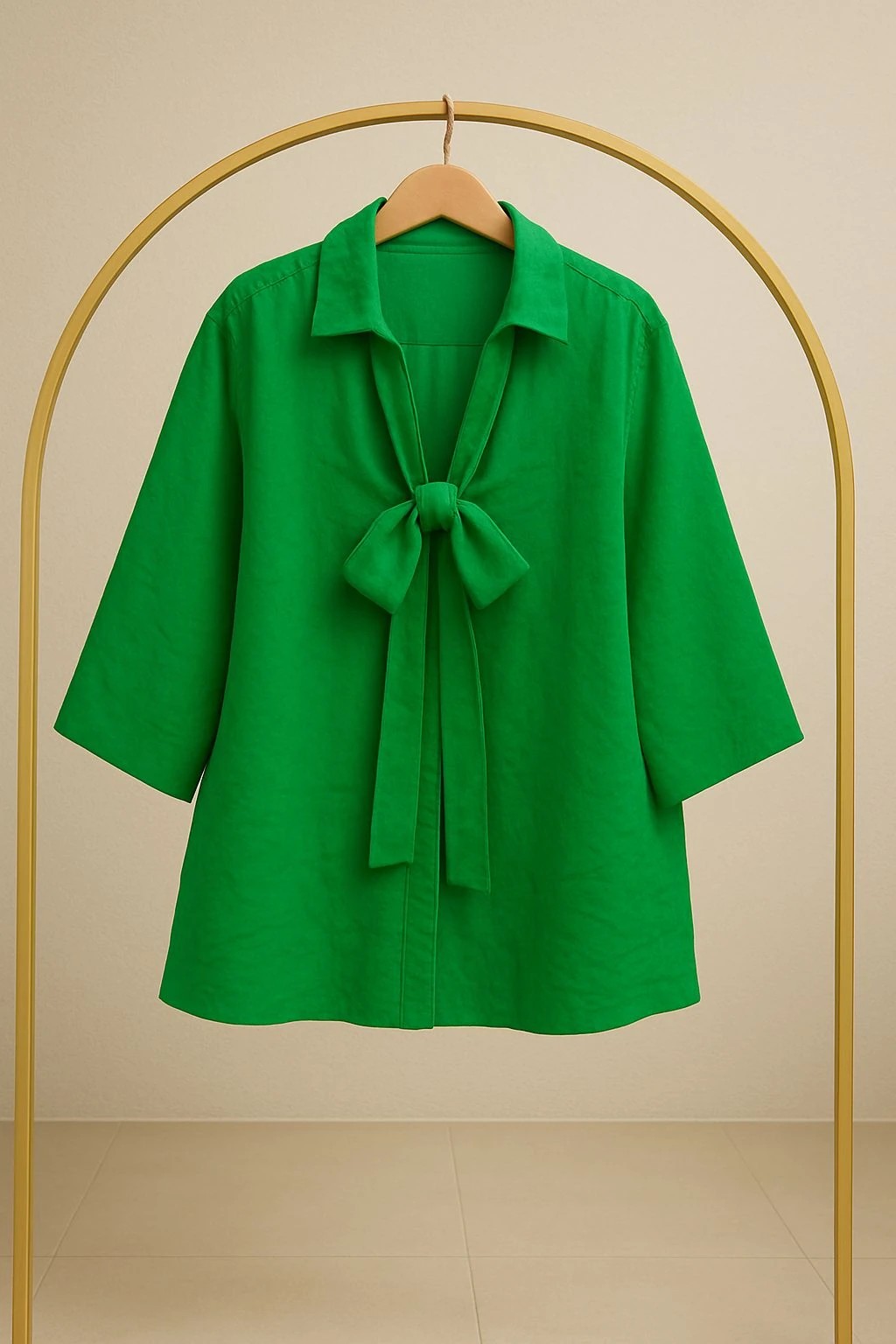 Bağlama Detay Kimono Gömlek - Benetton Yeşili