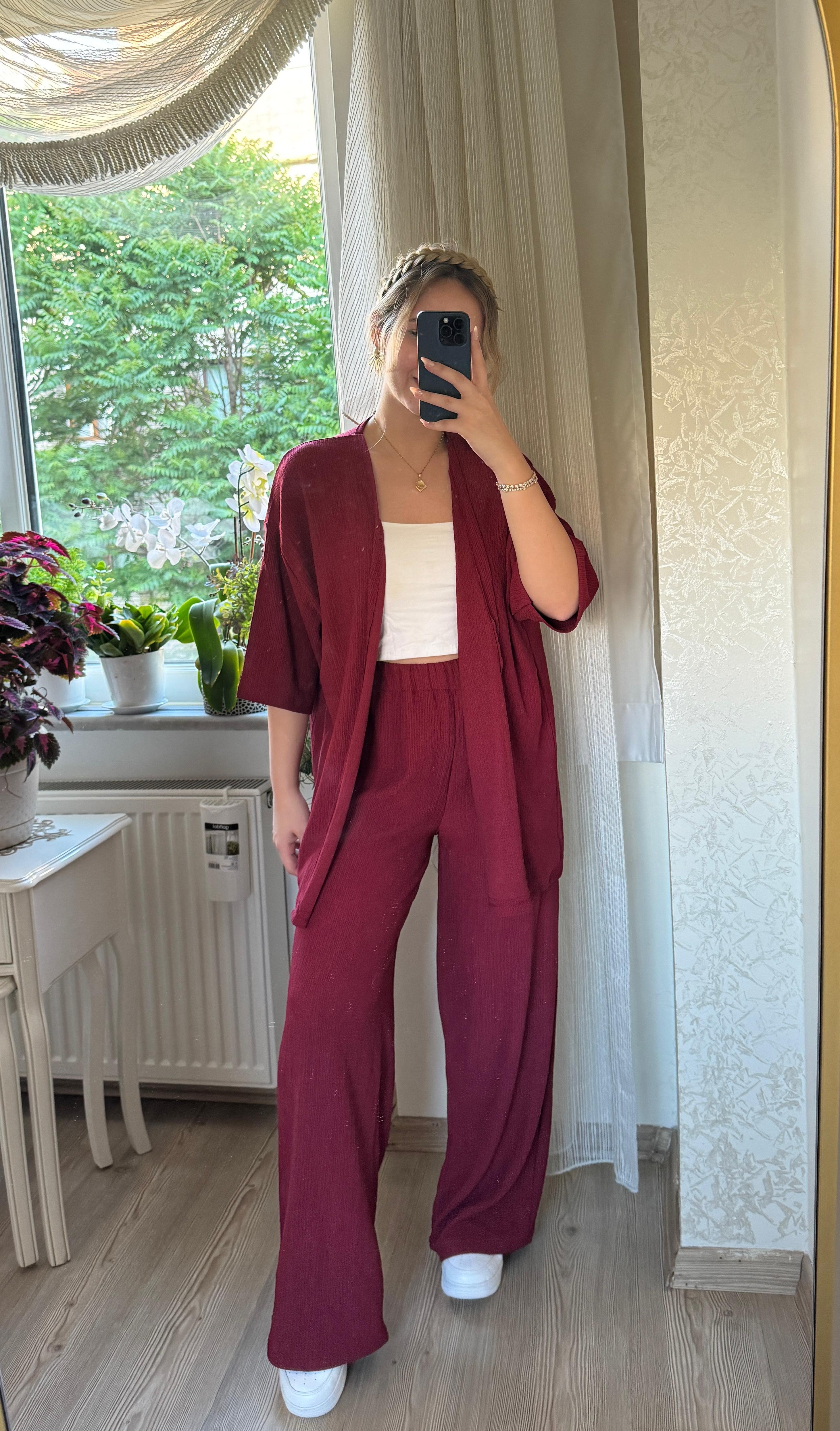 Kimono Takım - Bordo