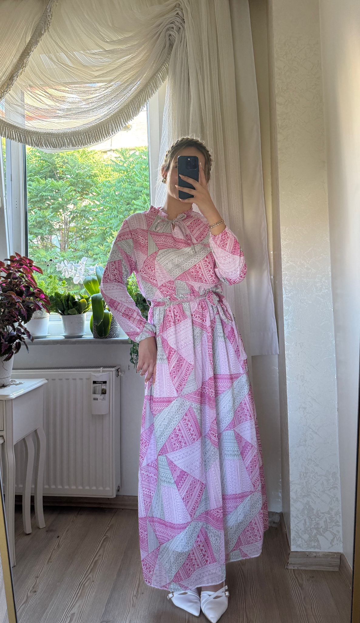 Masal Bahçesi Elbise - Pembe Zikzak Desen
