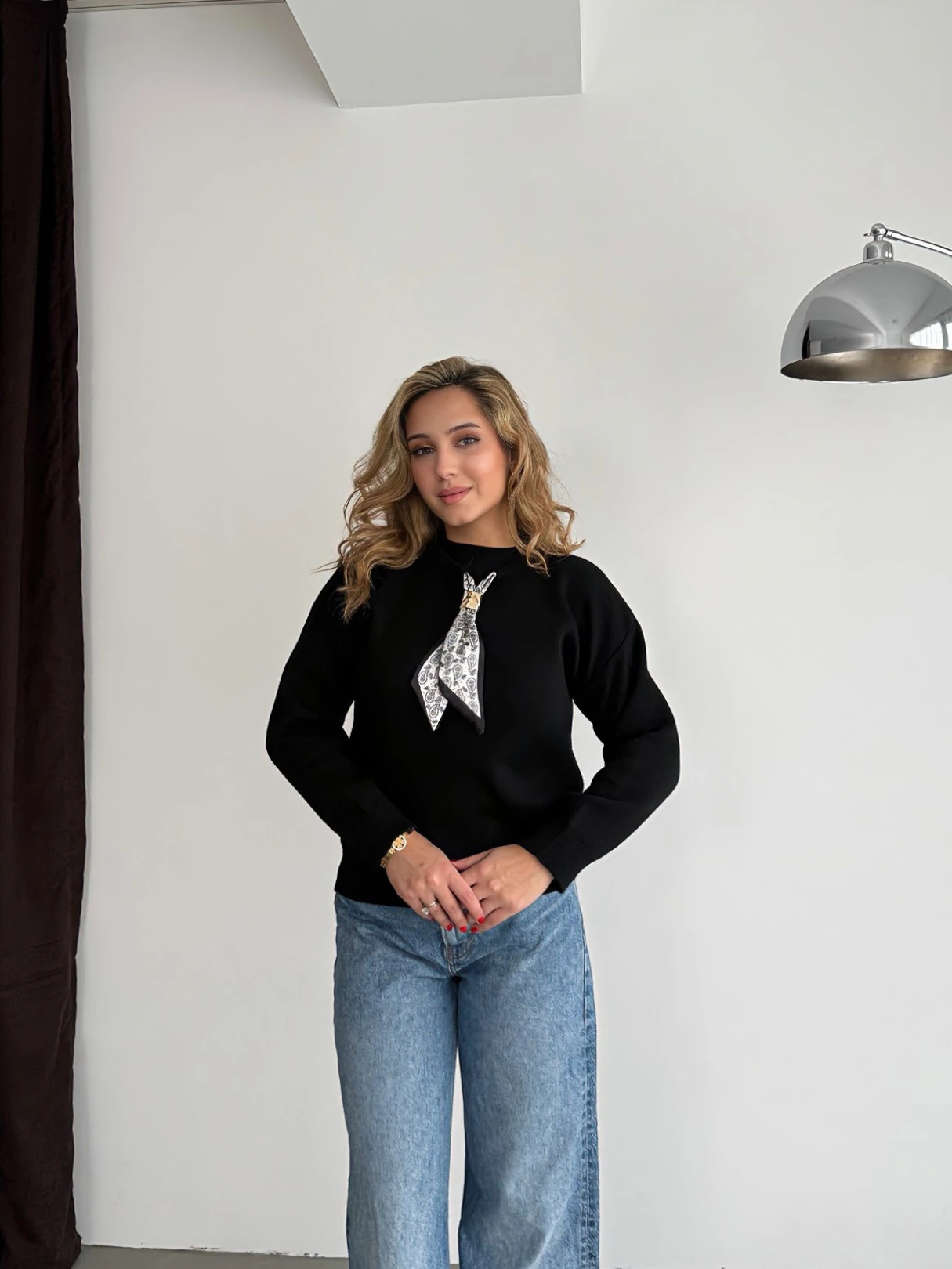 Fularlı Kazak - Siyah