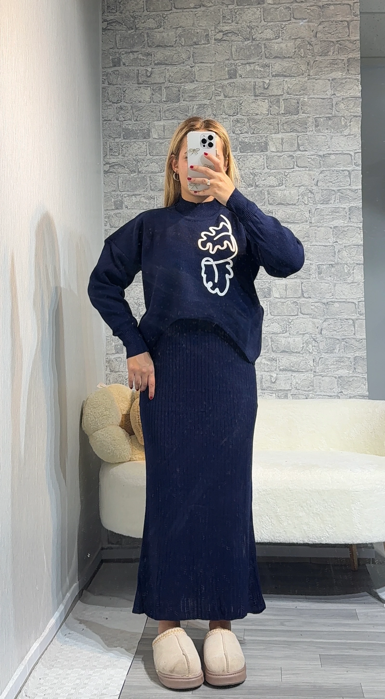 Selanik Örgülü İkili Takım Elbise - Lacivert