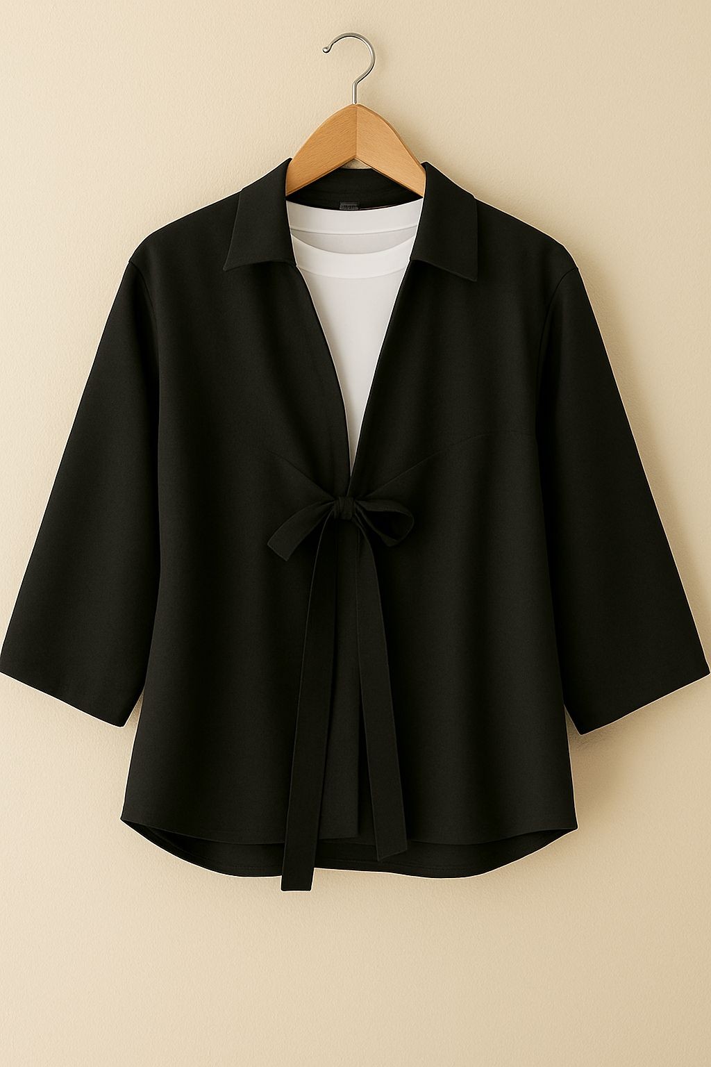 Bağlama Detay Kimono Gömlek - Siyah
