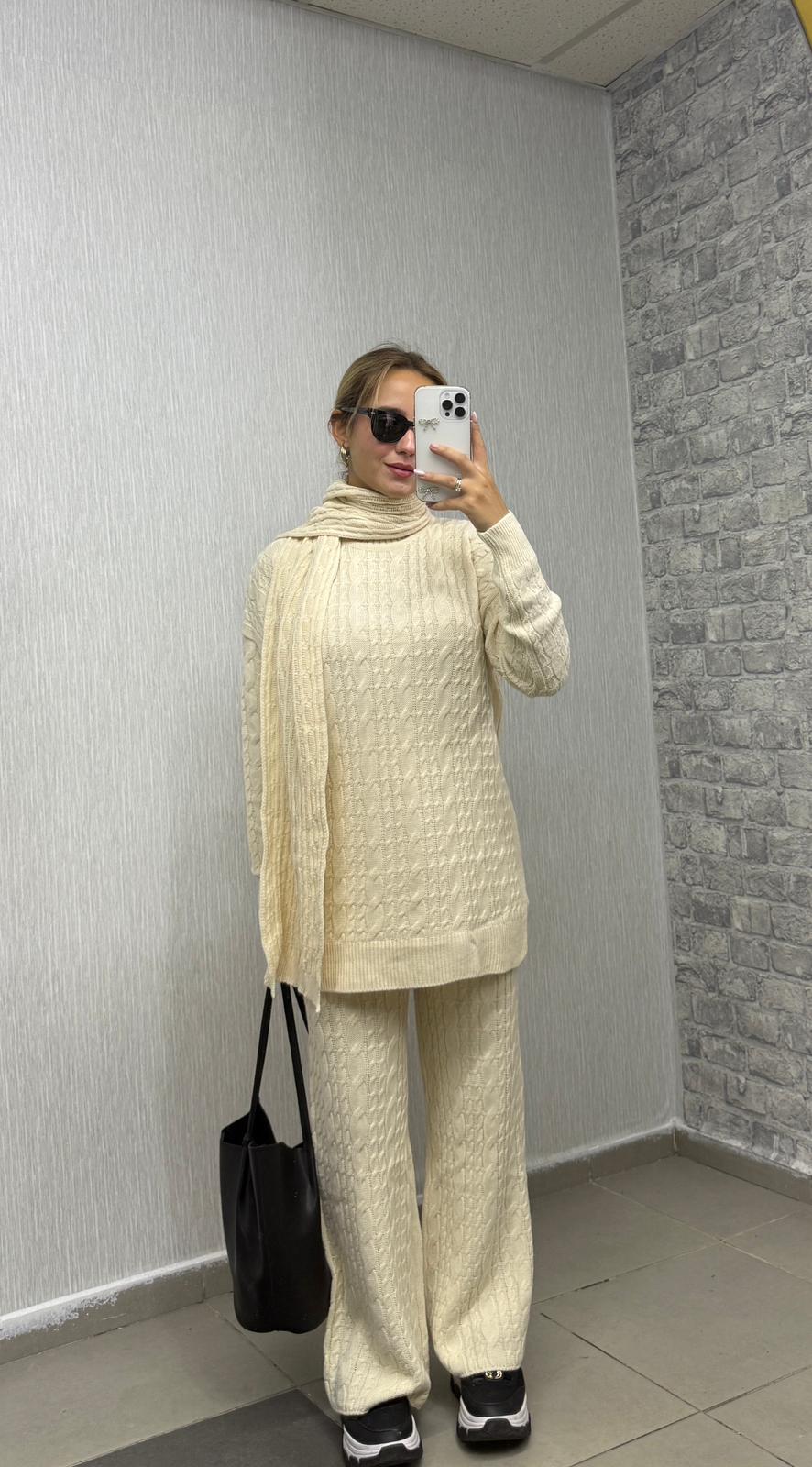 Atkılı Takım 3 Parça - Bej