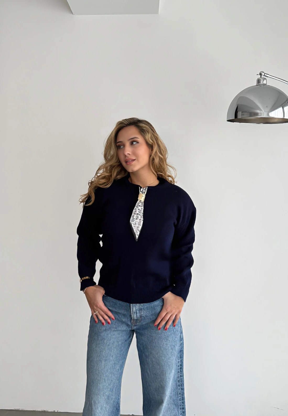 Fularlı Kazak - Lacivert